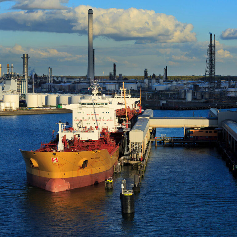 Oil tanker and Refinery at Oil Port