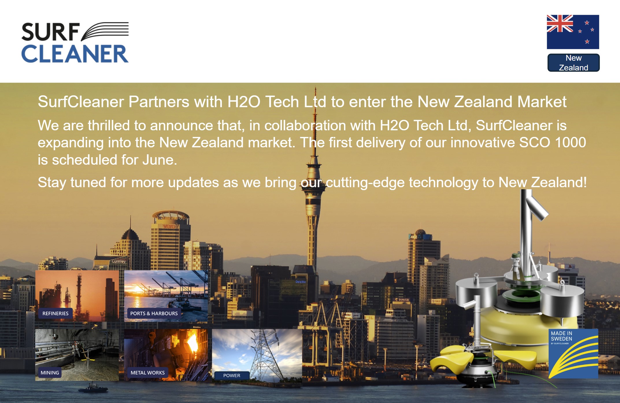 SurfCleaner distributor H20 Tech LTD will reach New Zealand market