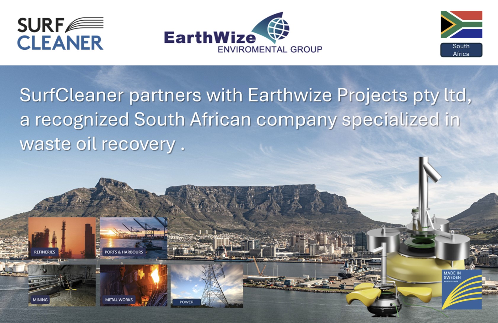 Earthwize Environmental Group joins SurfCleaner as a distributor in South Africa