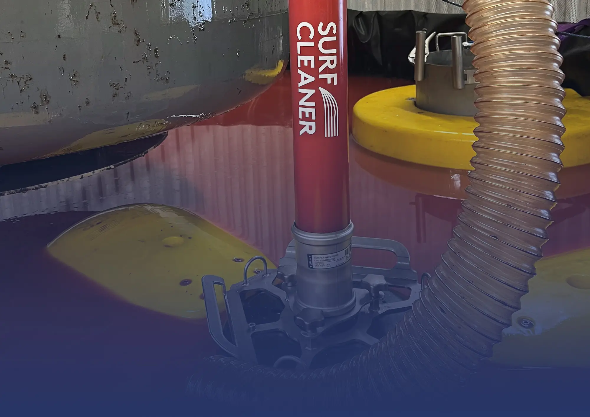 SurfCleaner skimmer separator hybrid removes floating contaminants from water